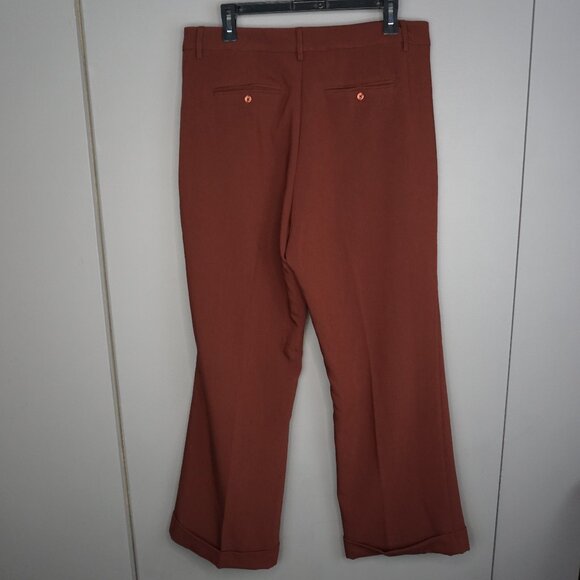 Paige Aracelli Pleated Cuff Hem Trouser Pants in Mahogany size 12P NWT - Picture 8 of 16